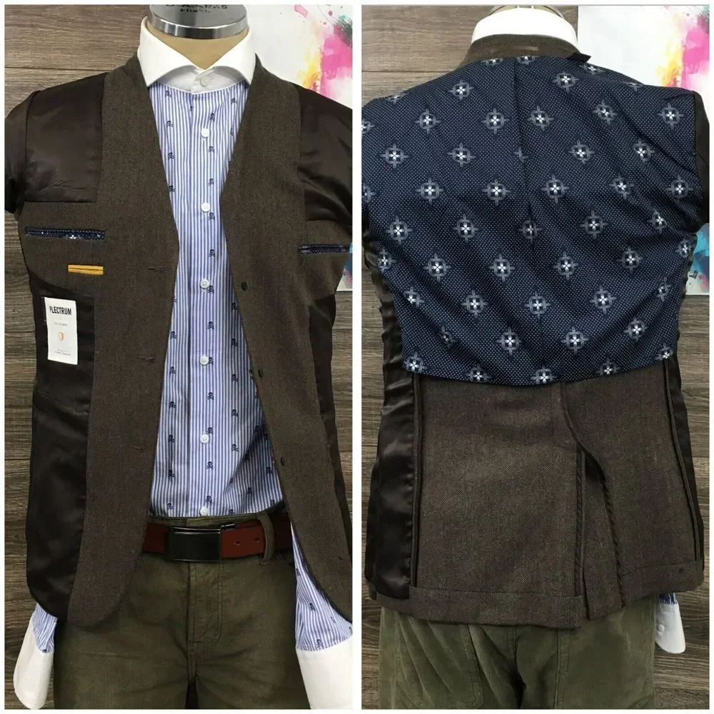 BEN SHERMAN Mens Blazer Sport Coat Casual Jacket Size S ( 36R )‎ Brown Wool Suit